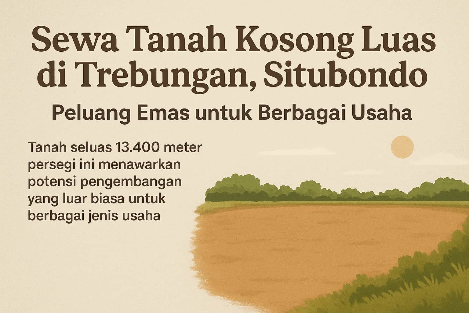 Sewa Tanah Kosong Luas di Trebungan, Situbondo: Peluang Emas untuk Berbagai Usaha